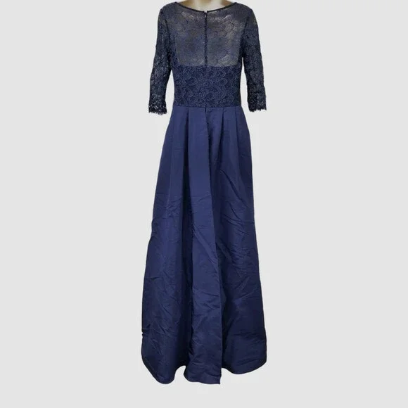 $1980 Rickie Freeman For Teri Jon Premier Women Blue Lace Gown Dress Size 4 - Picture 2 of 4